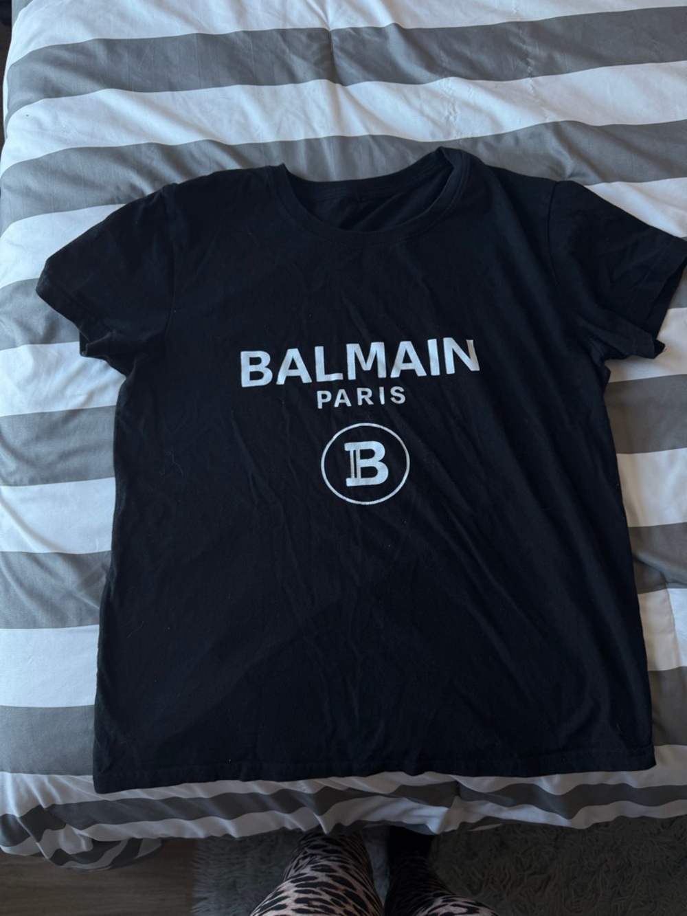 Balmain Black Tee with White Logo